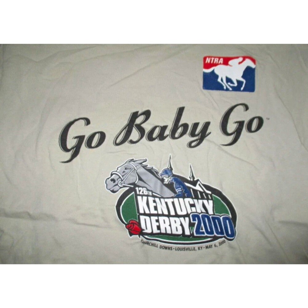 Vtg 2000 126th Kentucky Derby Deadstock T-Shirt L Go Baby Go Fruit of the Loom